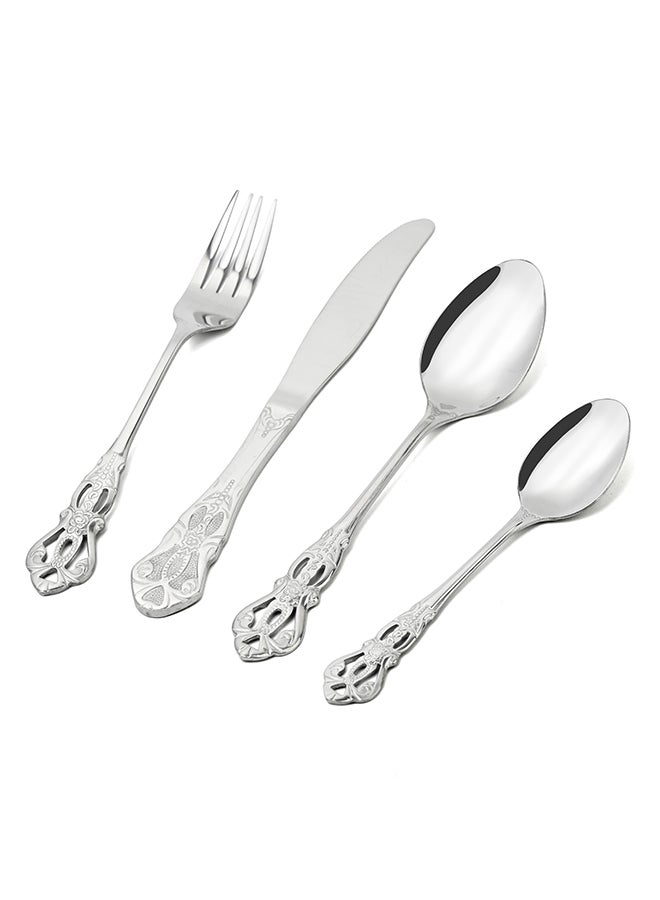 أولييرو طقم أدوات طعام متين وأنيق مكوّن من 24 قطعة لراحة استخدام ومائدة أنيقة – فضي - Image 4